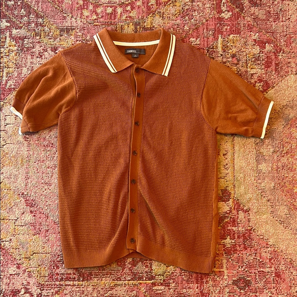 Rust Button Down Sweater Shirt